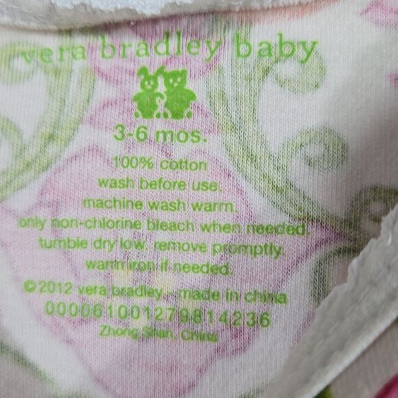 Vera Bradley Baby Footed Coverall Lilli Bell Pink Green Floral Pajama Onesie - Picture 5 of 10